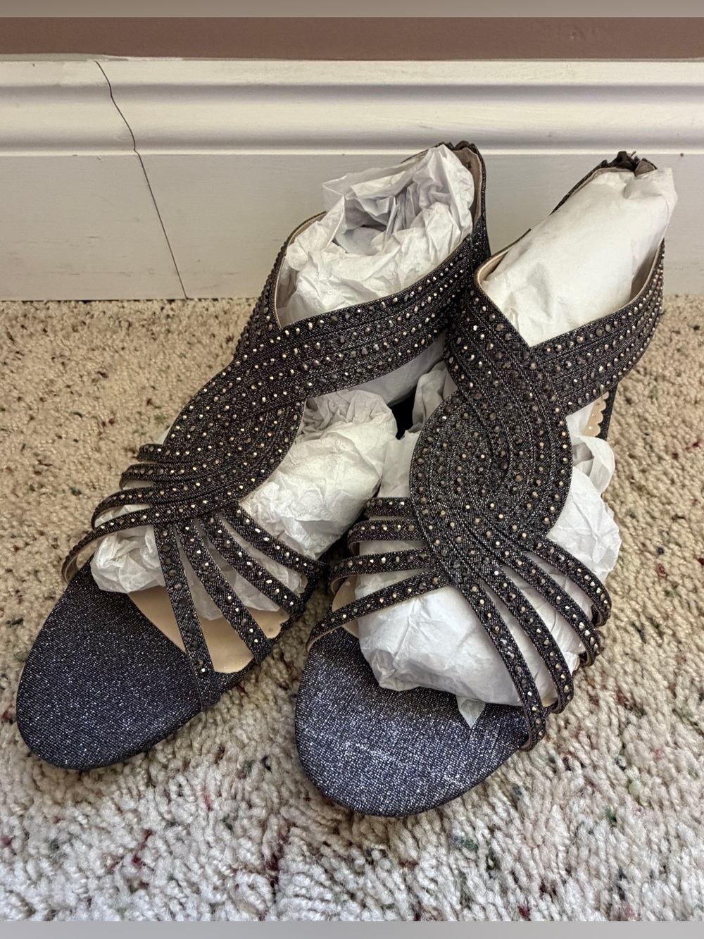 Charter Club Ginifurf Pewter Strappy Women's Dress Sandals